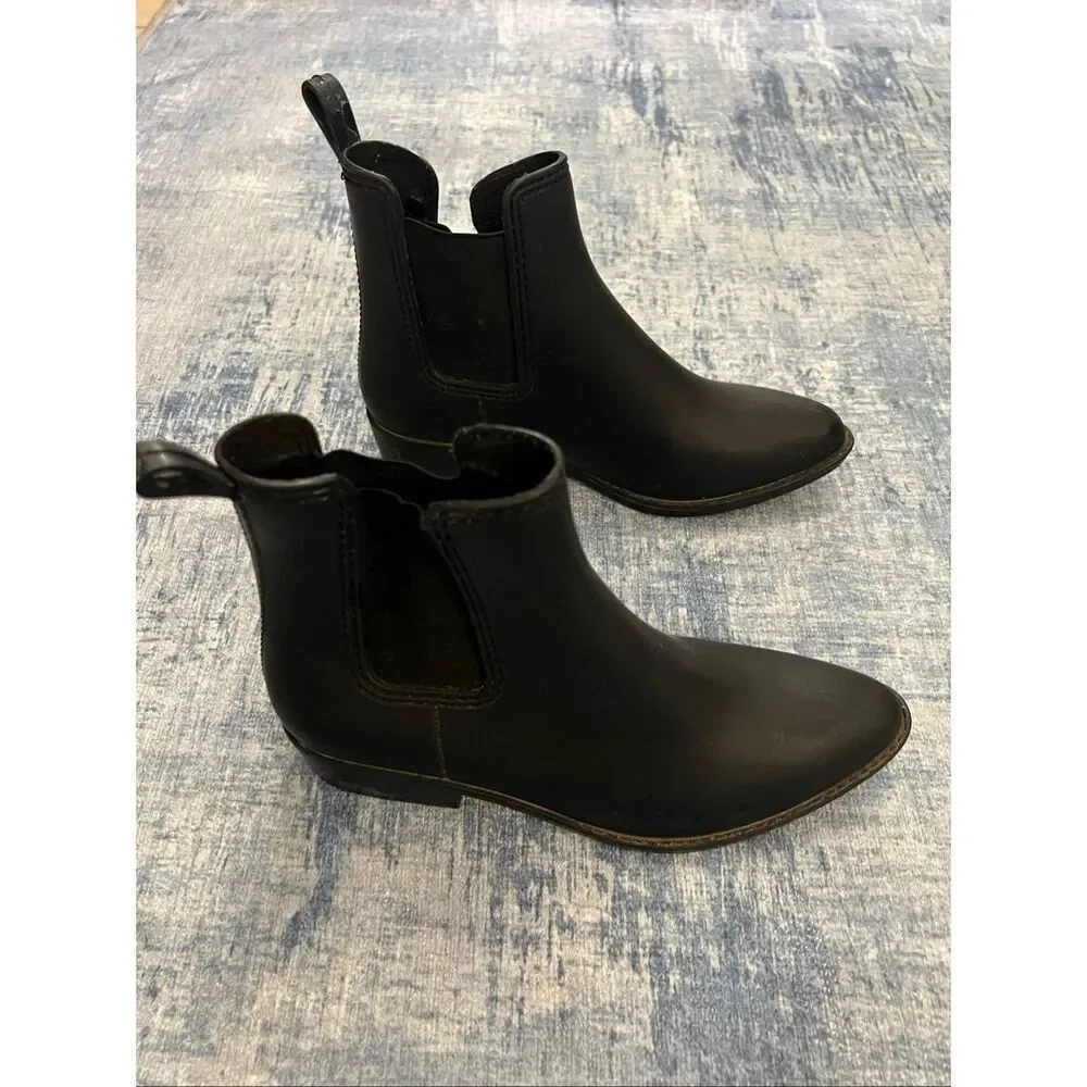Jeffrey Campbell Havana Black Chelsea Pointed Toe Rain Boots Women's Size 8